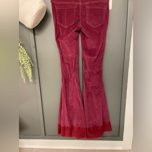 Free People super flares maroon red corduroy flares pants jeans 27 4 - Picture 3 of 3